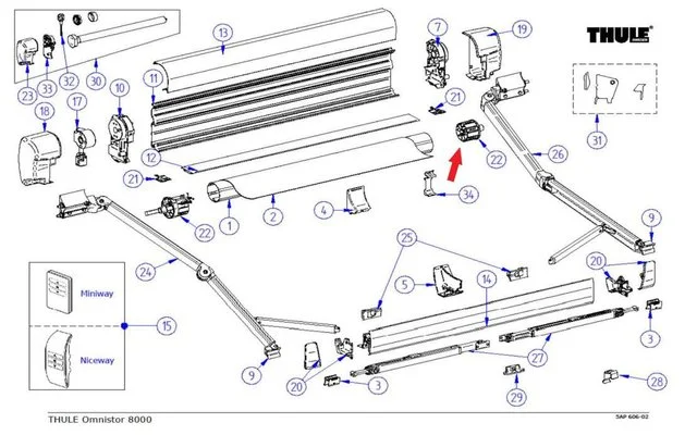 Thule Tuchrollenendkappen-Satz