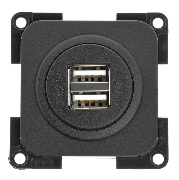 USB-A-Doppelladesteckdose 5 V / 2 x 2,5 – Schiefergrau – Lose