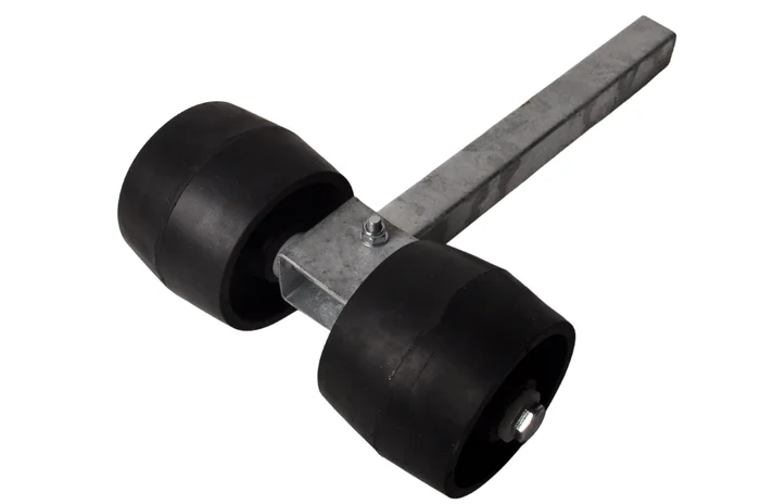 Verstellbarer Bilgenrollensatz schwarz – Vollgummi – 30x30x300 mm – Stahl verzinkt