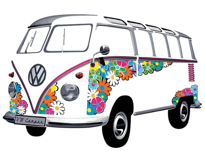 VW Collection T1 Bulli Bus Wandtattoo – Flower