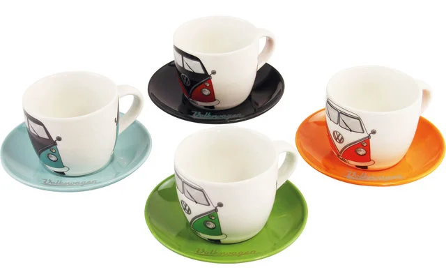 VW Collection T1 Bulli Espresso Tassen Set 4 Stück 100 ml