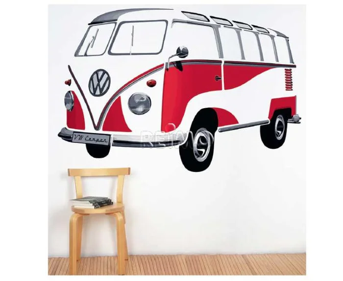 VW Collection VW T1 Bulli Bus Wandtattoo – Classic rot