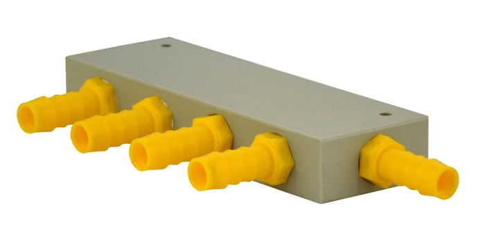 WeißGELB Wasserverteilerblock 4 Abgänge für 10 mm Schlauch