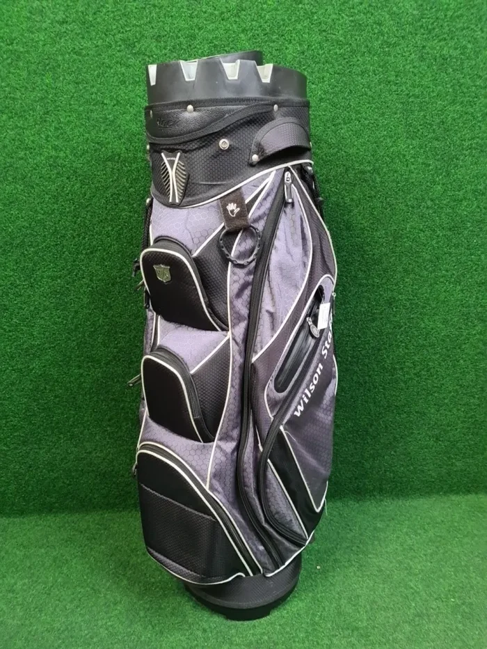 WILSON Staff Trolleybag / Cartbag – Herren (Schwarz/Lila, 15 Fächer, 8 Taschen) Für günstig