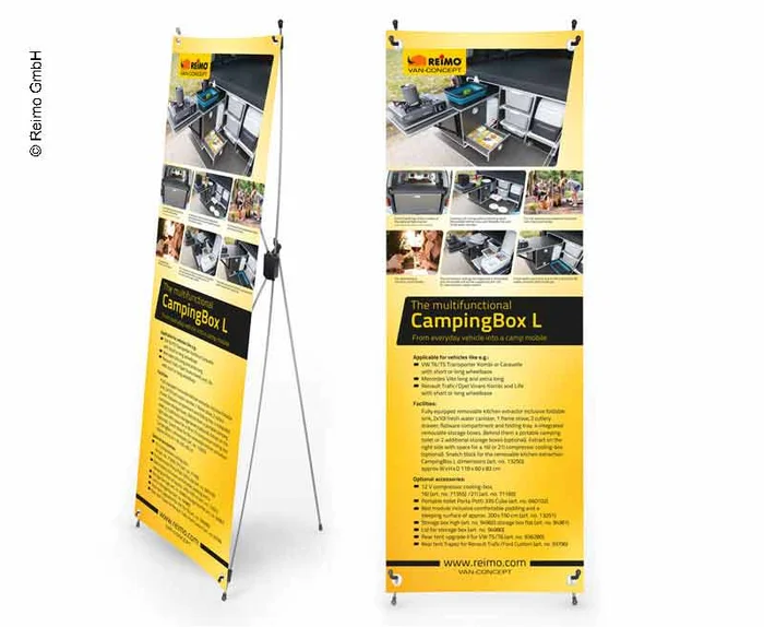 X-Banner – Motiv: Reimo Campingbox L, Englisch, Größe: 60x180cm