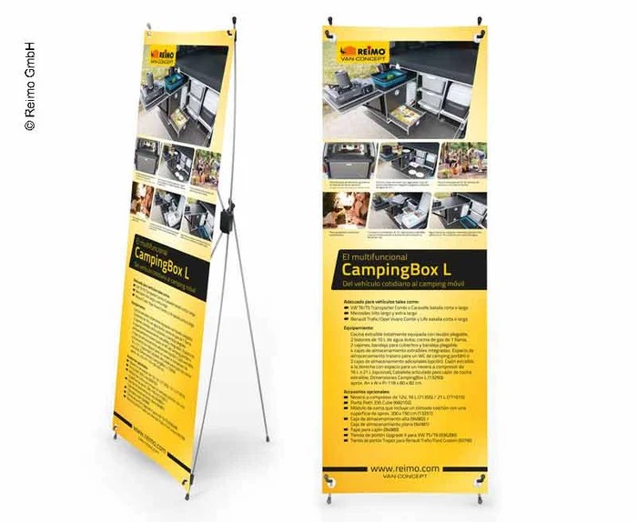 X-Banner – Motiv: Reimo Campingbox L, Spanisch, Größe: 60x180cm