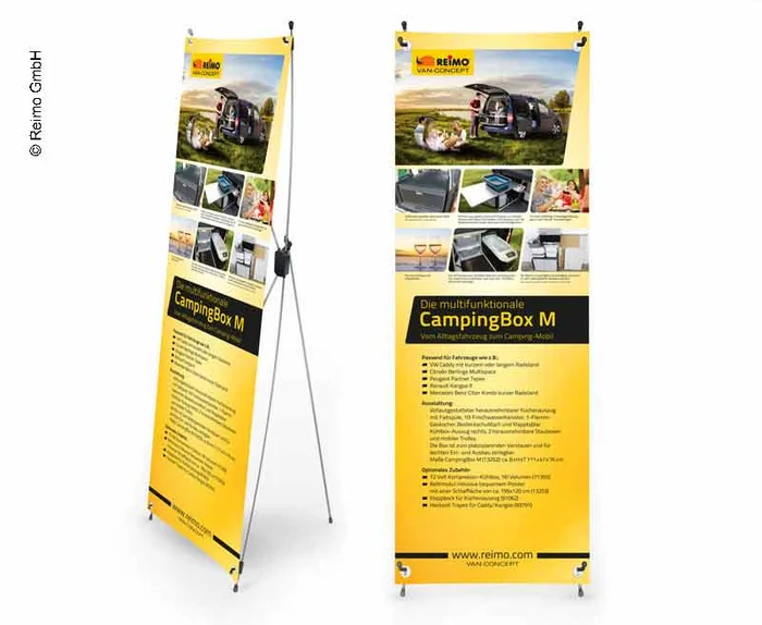X-Banner – Motiv: Reimo Campingbox M, Deutsch, Größe: 60x180cm
