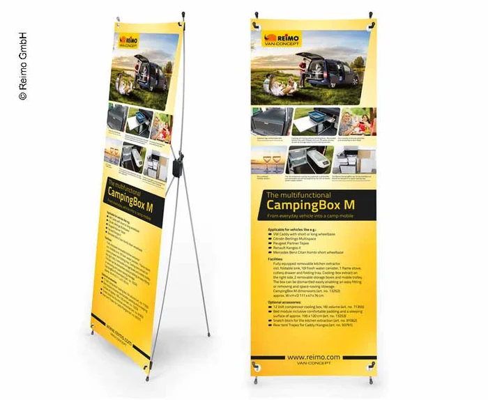 X-Banner – Motiv: Reimo Campingbox M, Englisch, Größe: 60x180cm